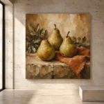 Pear Green & Terracotta Old-World Fruit Kitchen Wall Art Canvas Print - Image 3