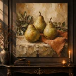 Pear Green & Terracotta Old-World Fruit Kitchen Wall Art Canvas Print - Image 4