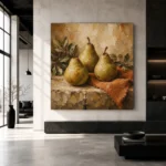 Pear Green & Terracotta Old-World Fruit Kitchen Wall Art Canvas Print - Image 5