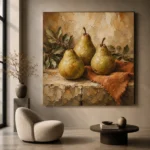 Pear Green & Terracotta Old-World Fruit Kitchen Wall Art Canvas Print - Image 6