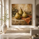 Pear Green & Terracotta Old-World Fruit Kitchen Wall Art Canvas Print - Image 8