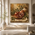 Burnished Ochre & Deep Ruby Pomegranate Fruit Kitchen Wall Art Canvas Print - Image 8