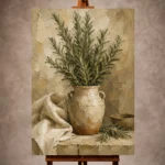 Sage green calm botanical Herb Wall Art print for elegant interiors. No text or watermarks in design.