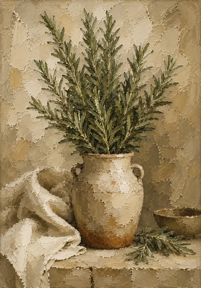 Sage Green Rosemary Herb Wall Art Canvas Print