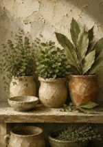 Sage Green Culinary Herb Wall Art Canvas Print