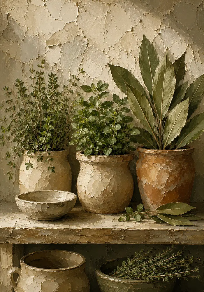 Sage Green Culinary Herb Wall Art Canvas Print