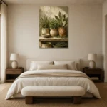 Sage Green Culinary Herb Wall Art Canvas Print showcased in an elegant minimalist interior