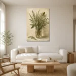Sage & Olive Mixed Herb Wall Art Canvas Print styled in a refined neutral interior