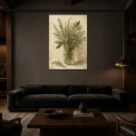 Sage & Olive Mixed Herb Wall Art Canvas Print shown in a warm modern interior