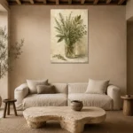 Sage & Olive Mixed Herb Wall Art Canvas Print presented in a sophisticated home setting