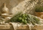 Sage Green Mediterranean Herb Wall Art Canvas Print