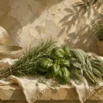 Sage Green Mediterranean Herb Wall Art Canvas Print