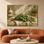 Sage Green Mediterranean Herb Wall Art Canvas Print - Image 3