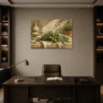 Sage Green Mediterranean Herb Wall Art Canvas Print displayed in a contemporary gallery-inspired room