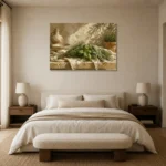 Sage Green Mediterranean Herb Wall Art Canvas Print showcased in an elegant minimalist interior