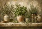 Olive Green Pantry Still Life Herb Wall Art Canvas Print