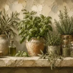 Olive Green Pantry Still Life Herb Wall Art Canvas Print