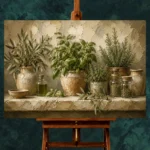 Olive Green Pantry Still Life Herb Wall Art Canvas Print - Image 2
