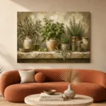 Olive Green Pantry Still Life Herb Wall Art Canvas Print - Image 3