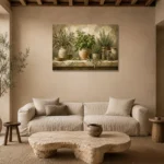 Olive Green Pantry Still Life Herb Wall Art Canvas Print presented in a sophisticated home setting