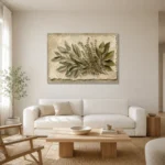 Sage & Ivory Herbarium Herb Wall Art Canvas Print styled in a refined neutral interior