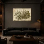 Sage & Ivory Herbarium Herb Wall Art Canvas Print shown in a warm modern interior
