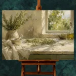 Sage Green Morning Window Herb Wall Art Canvas Print - Image 2