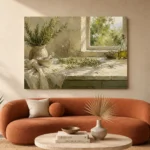Sage Green Morning Window Herb Wall Art Canvas Print - Image 3