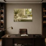 Sage Green Morning Window Herb Wall Art Canvas Print displayed in a contemporary gallery-inspired room