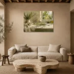 Sage Green Morning Window Herb Wall Art Canvas Print presented in a sophisticated home setting