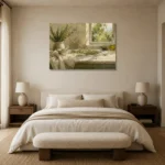 Sage Green Morning Window Herb Wall Art Canvas Print showcased in an elegant minimalist interior