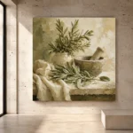 Sage Green Mortar & Pestle Herb Wall Art Canvas Print - Image 3