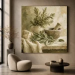 Sage Green Mortar & Pestle Herb Wall Art Canvas Print - Image 6