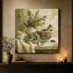 Sage Green Mortar & Pestle Herb Wall Art Canvas Print - Image 7