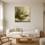 Rosemary Green Mediterranean Herb Wall Art Canvas Print styled in a refined neutral interior