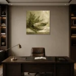 Rosemary Green Mediterranean Herb Wall Art Canvas Print displayed in a contemporary gallery-inspired room