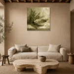 Rosemary Green Mediterranean Herb Wall Art Canvas Print presented in a sophisticated home setting