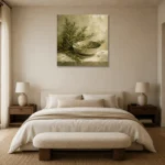 Rosemary Green Mediterranean Herb Wall Art Canvas Print showcased in an elegant minimalist interior
