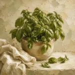 Fresh Olive Green Basil Herb Wall Art Canvas Print