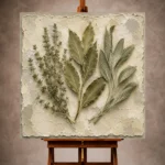 Sage and ivory calm botanical Herb Wall Art print for elegant interiors. No text or watermarks in design.