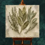 Sage & Ivory Thyme Herbarium Herb Wall Art Canvas Print - Image 2