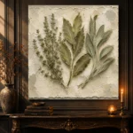 Sage & Ivory Thyme Herbarium Herb Wall Art Canvas Print - Image 4