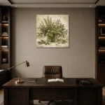 Sage Green Mixed Culinary Herb Wall Art Canvas Print displayed in a contemporary gallery-inspired room
