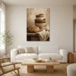 Cream & Clay Rustic Kitchen Still Life Wall Art Canvas Print styled in a refined neutral interior