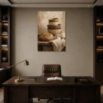 Cream & Clay Rustic Kitchen Still Life Wall Art Canvas Print displayed in a contemporary gallery-inspired room