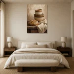 Cream & Clay Rustic Kitchen Still Life Wall Art Canvas Print showcased in an elegant minimalist interior