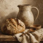 Cream & Umber Rustic Kitchen Still Life Wall Art Canvas Print