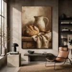 Cream & Umber Rustic Kitchen Still Life Wall Art Canvas Print - Image 3