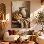 Cream & Umber Rustic Kitchen Still Life Wall Art Canvas Print - Image 8