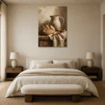 Cream & Umber Rustic Kitchen Still Life Wall Art Canvas Print showcased in an elegant minimalist interior
